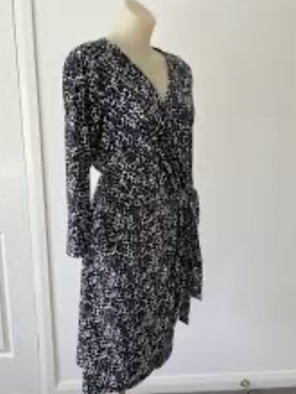 H&M Black and White Long Sleeve Wrap Dress